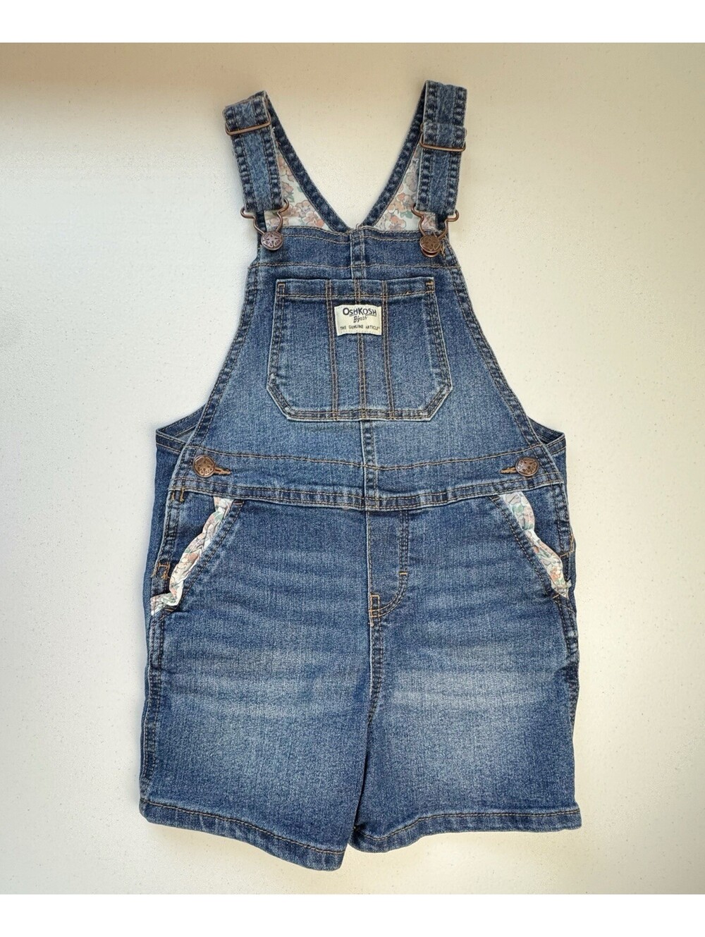 Oshkosh Denim Shortalls w/ Floral Details Size 5T